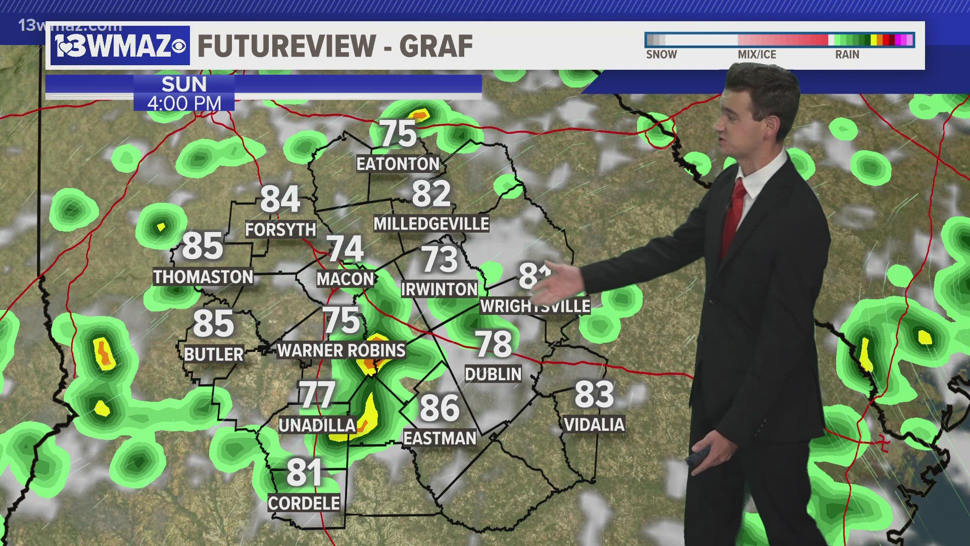 Scattered rain and storms once again tomorrow afternoon