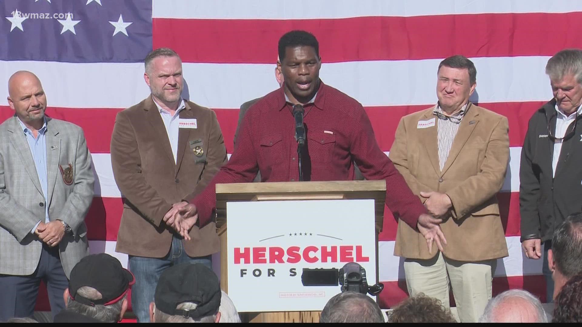 Thursday morning, Herschel Walker held a rally outside of the Sanford Insurance building on Forsyth Road