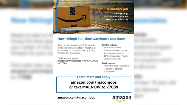 Amazon Starts Hiring Full Time Employees In Macon 13wmaz Com