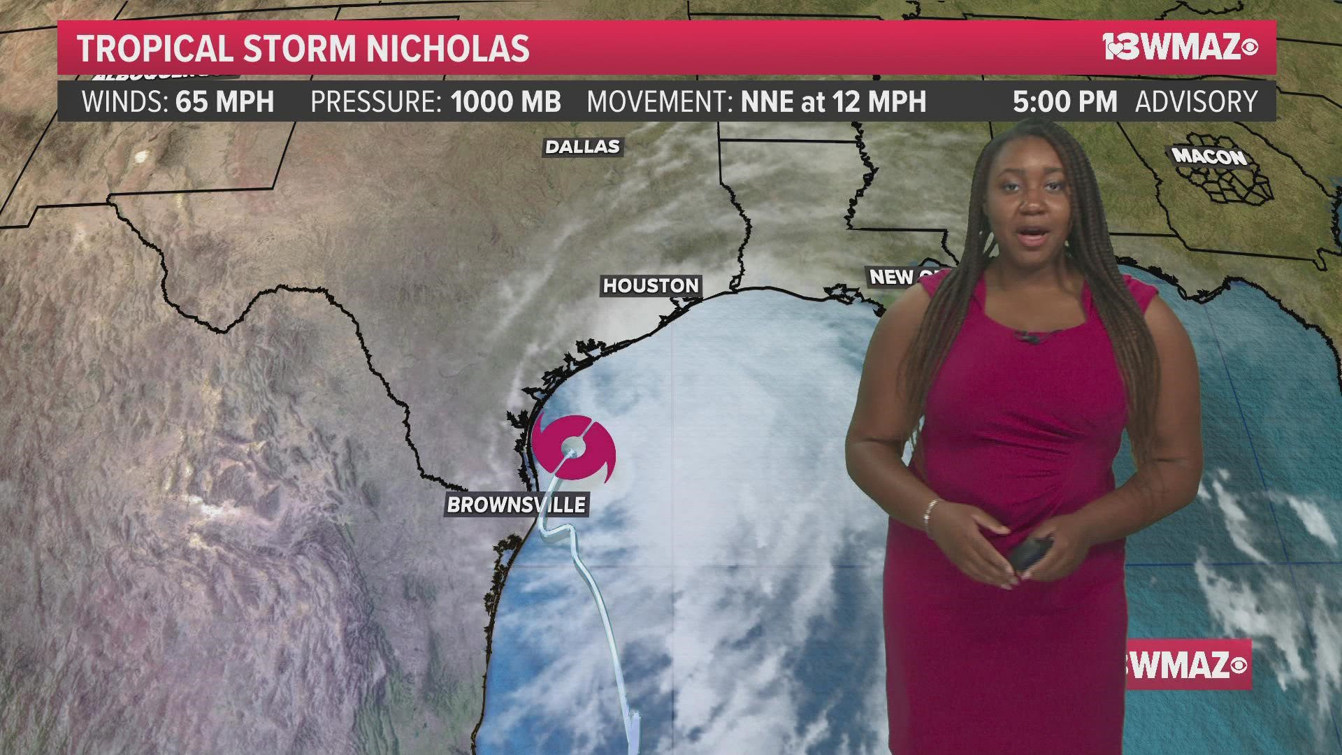 Tropical Storm Nicholas is set to make landfall soon near Houston, Texas. Central Georgia could see some rain from the remnants of Nicholas.