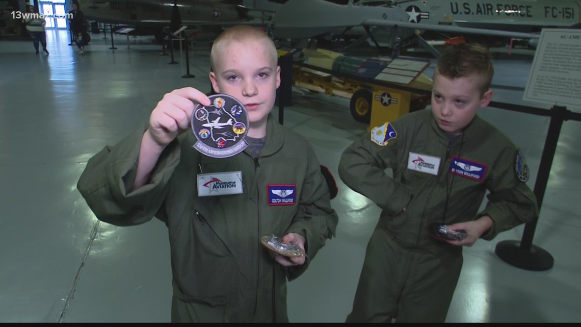 California boy with rare cancer gets spirits lifted in Museum of Aviation visit