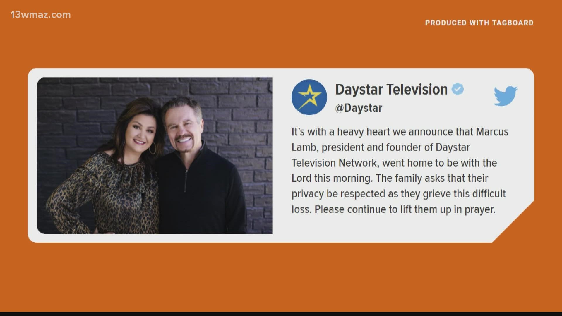 Marcus Lamb, 64, who ran the Daystar television network based in North Texas, died Tuesday, officials said.