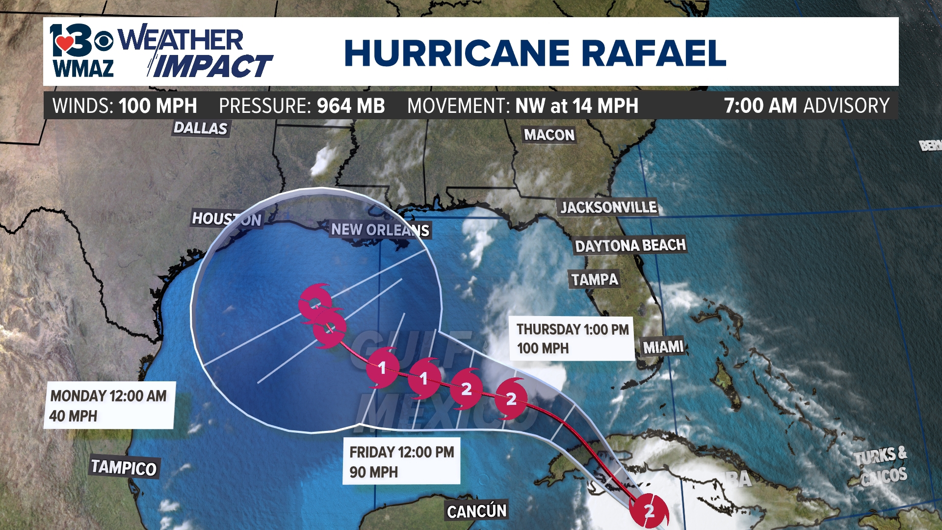 Moisture from Rafael could prompt a couple of flash flood warnings across central Georgia.