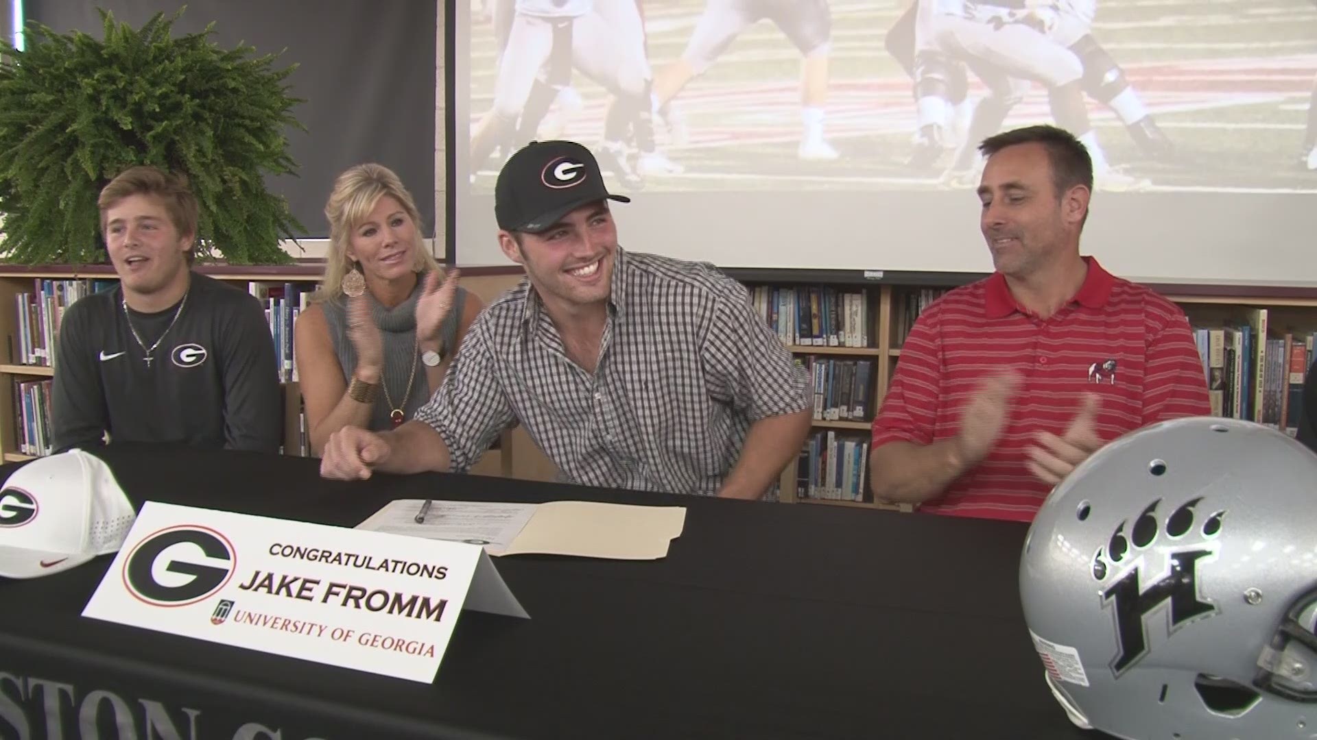 Jake Fromm signs a football scholarship with the University of Georgia.
