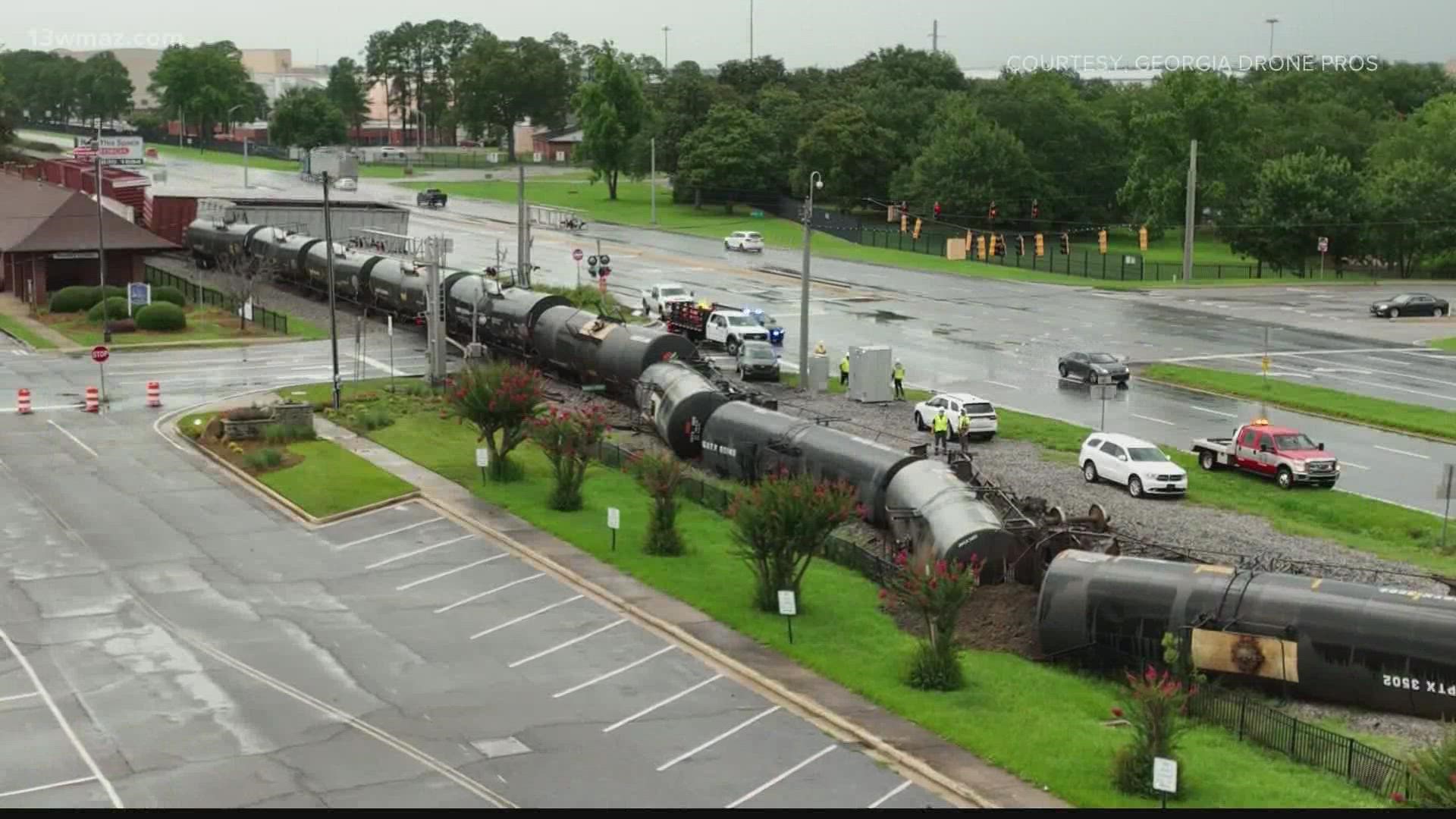 The derailment happened just after 5 p.m. on Tuesday near Watson Boulevard and Highway 247 around Warner Robins.