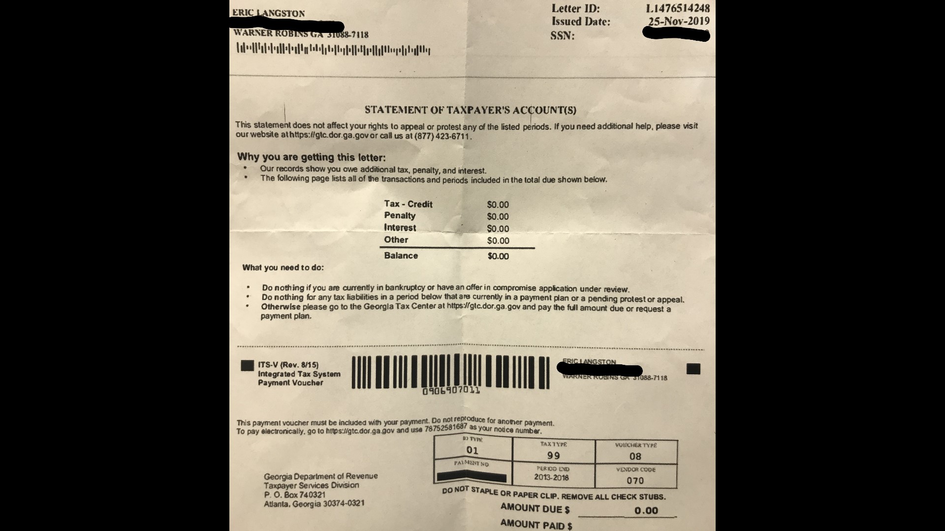 Warner Robins Council Candidate offers proof of no back taxes