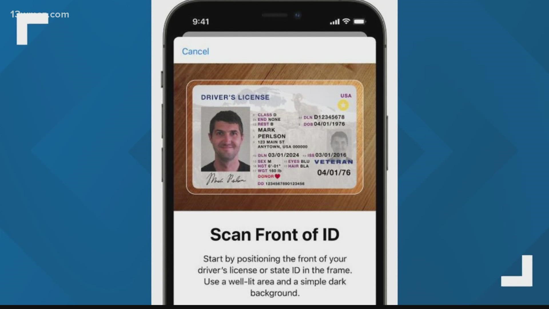 Within the next year, if you use an iPhone, you'll be able to store your license and ID card digitally.