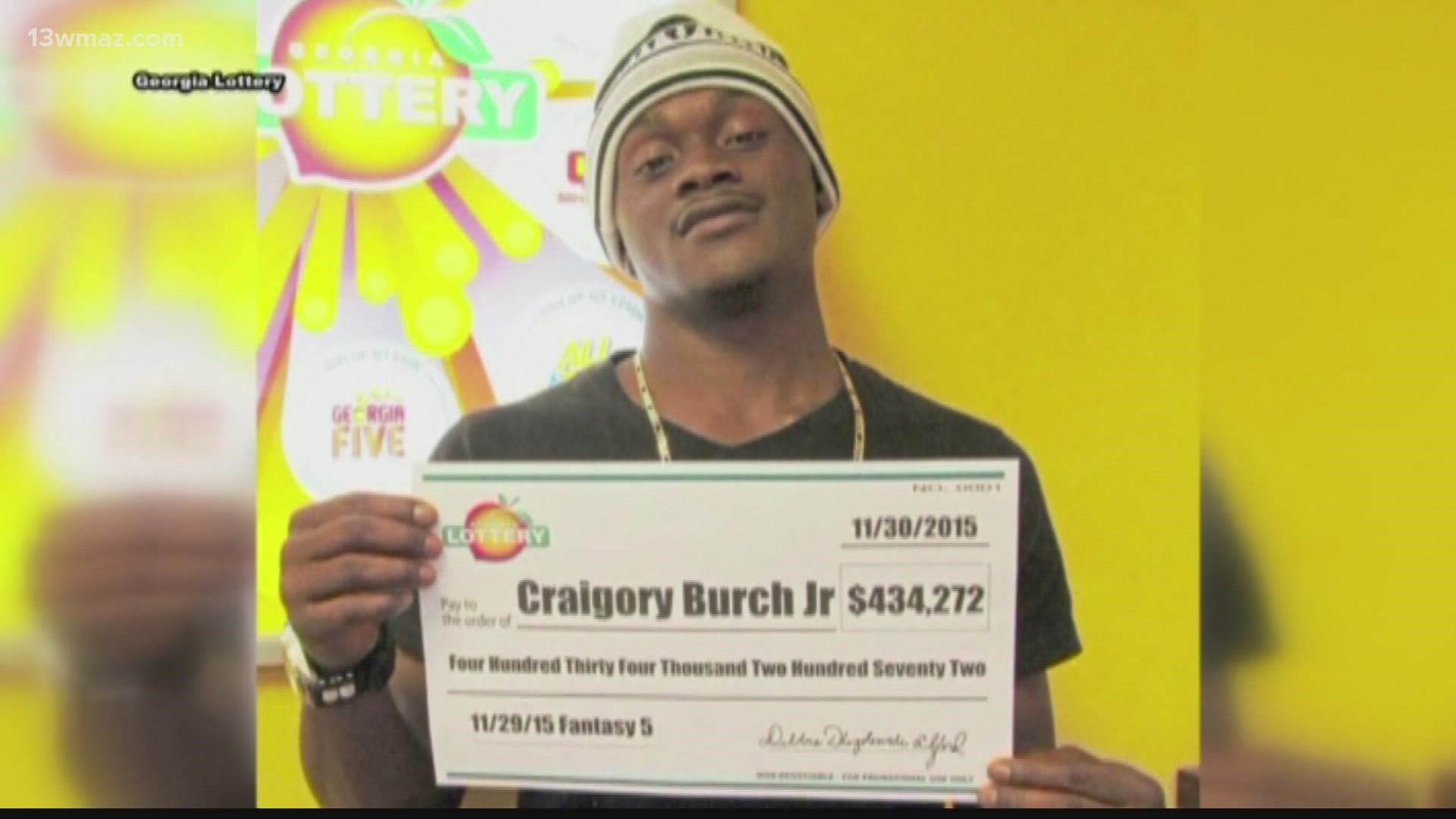 Craigory Burch, a forklift driver who won $400,00 from a lottery ticket in Warner Robins, was shot to death in front of his girlfriend and their child.