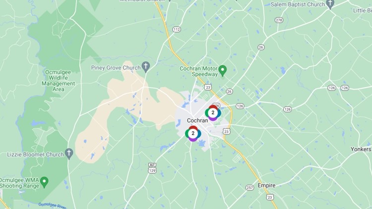 Power outages reported in Bleckley, Crisp counties, isolated outages in Houston, Butts