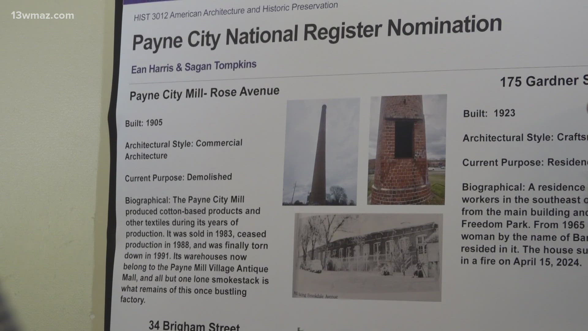 Payne City was a mill village founded in the late 1800s.