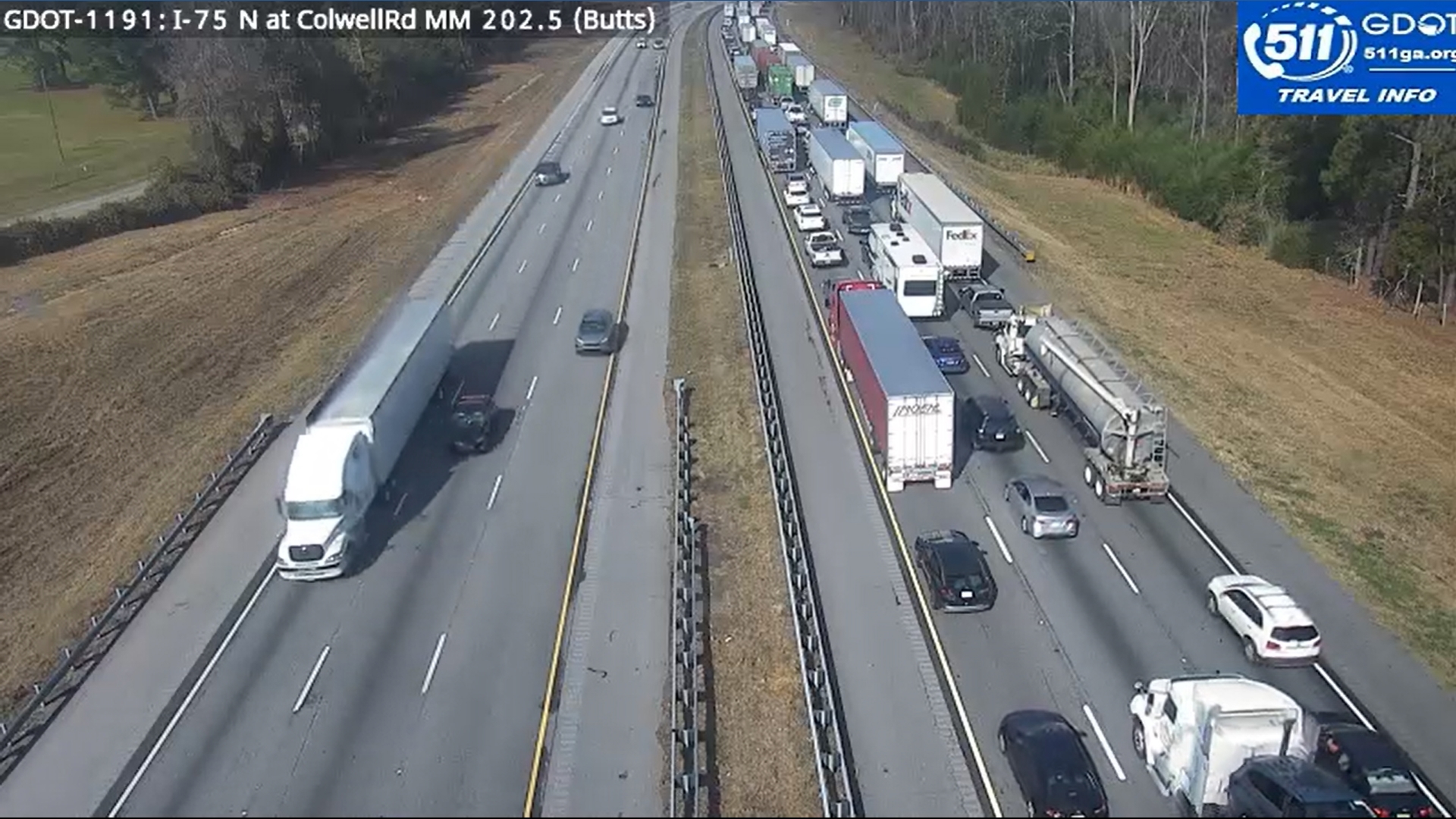 All lanes closed and heavy traffic on I-75 north heading towards