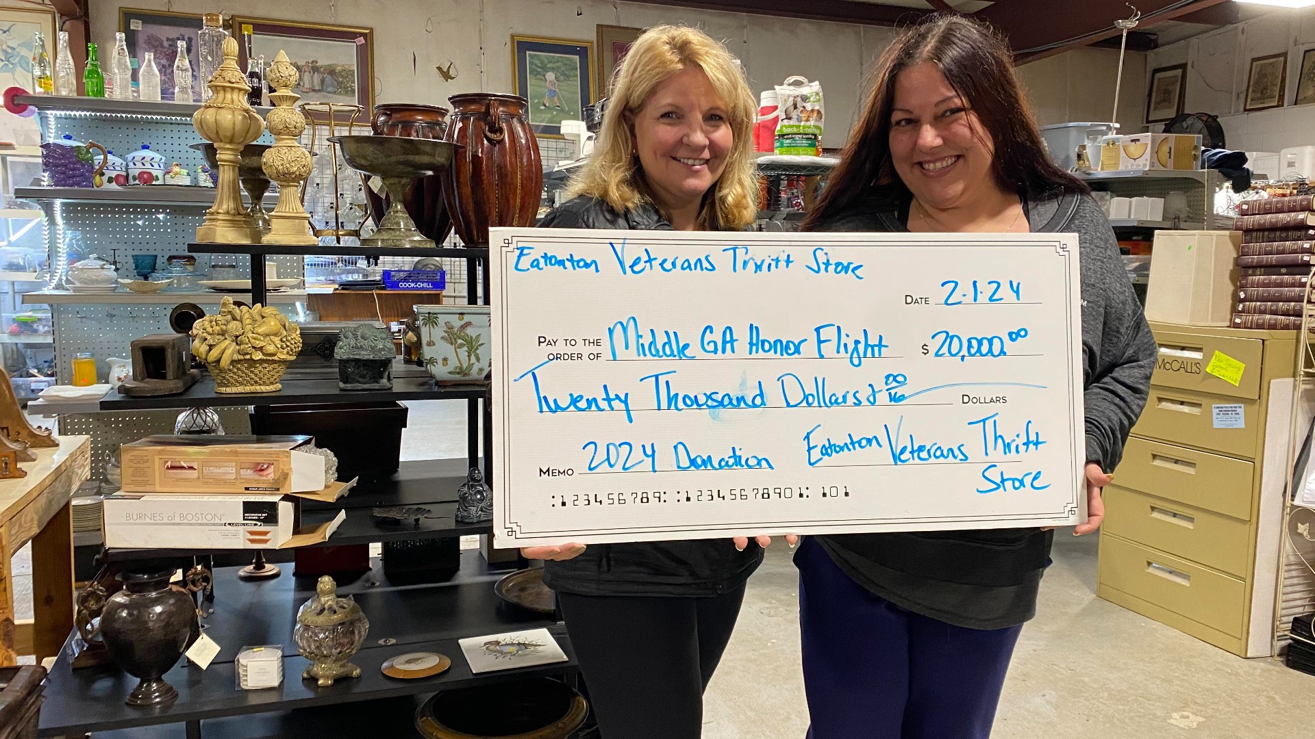 Eatonton Thrift Store donates $20,000 to Middle Georgia Honor Flight