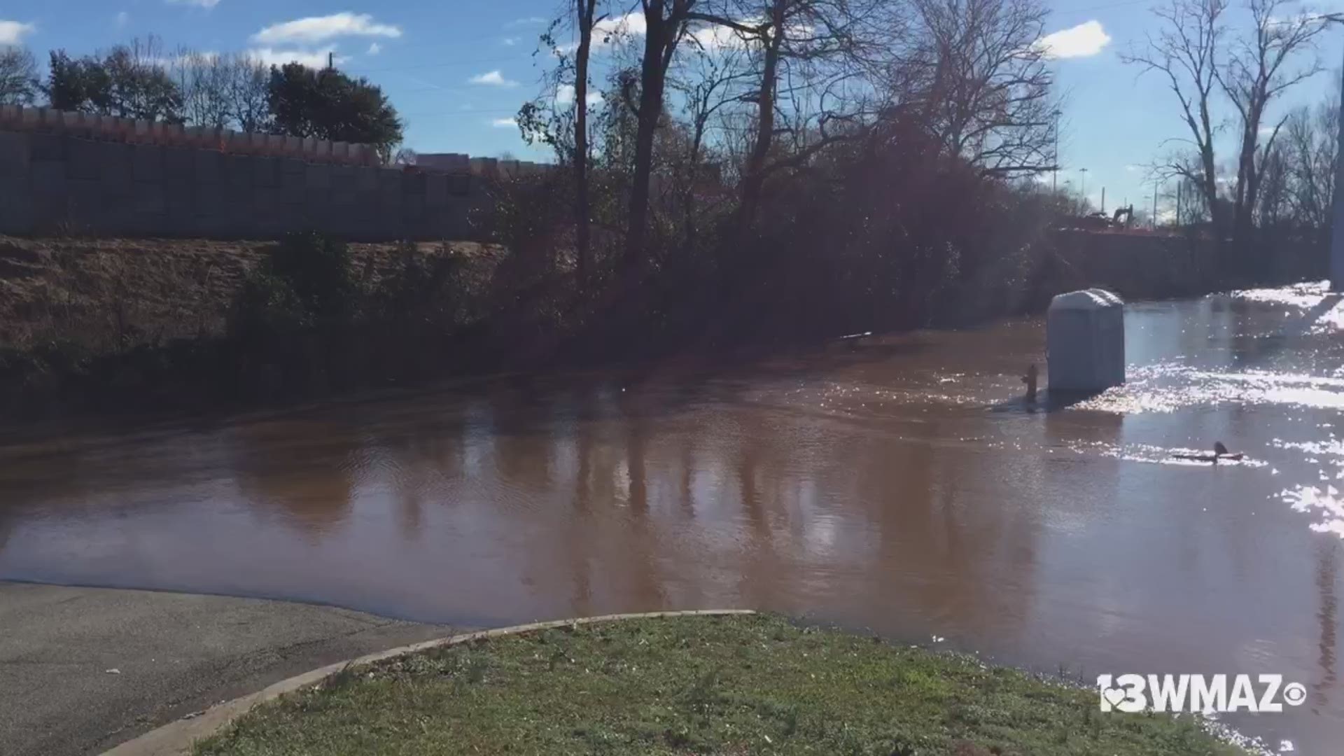 The Ocmulgee River was flooded on Saturday. Its levels were in minor flood stage.