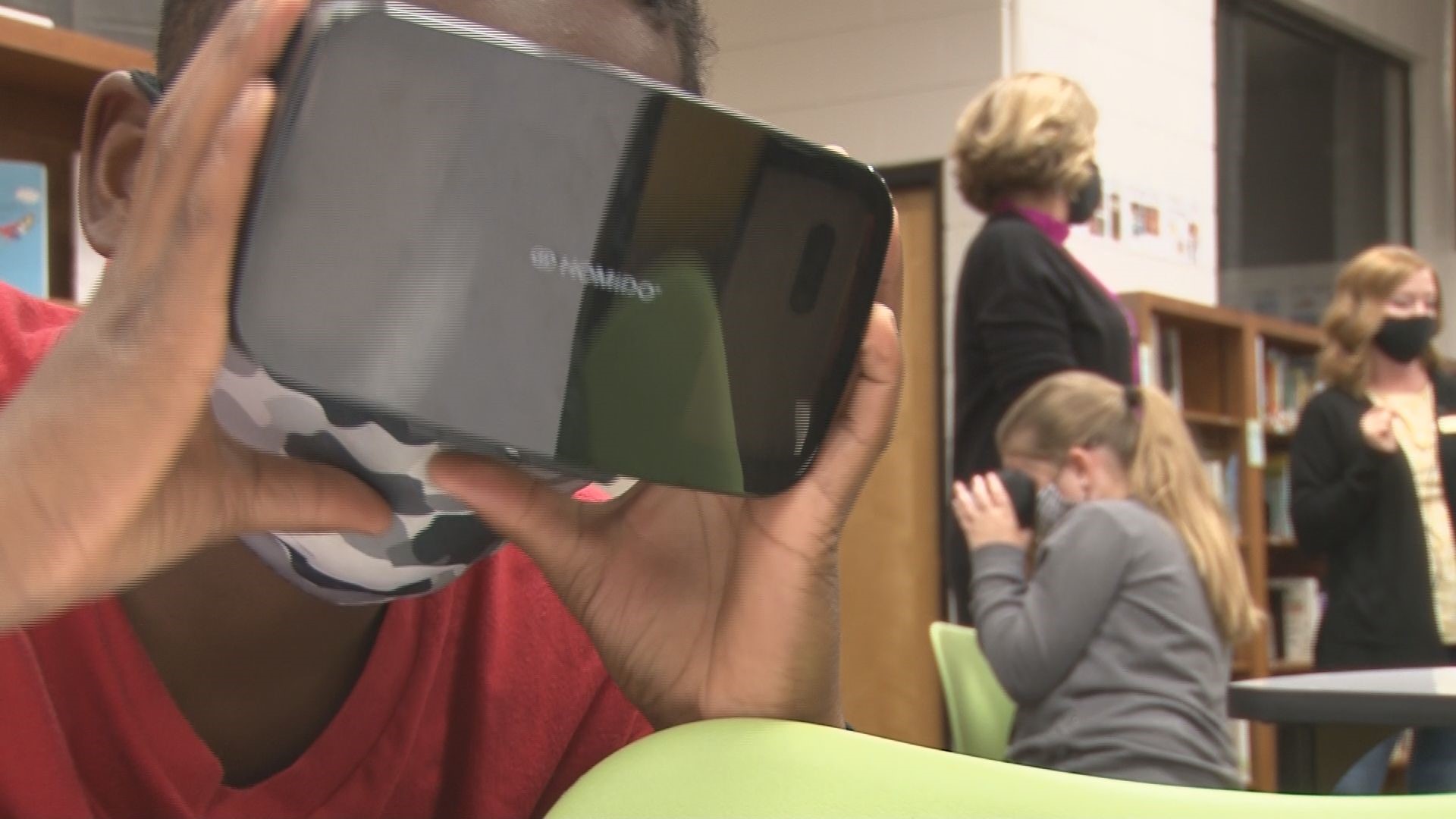 Students get to see sights all over the world and beyond with the school's 3D virtual reality goggles