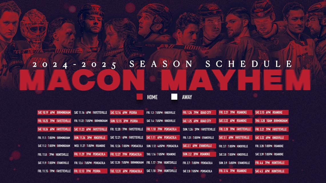 The Macon Mayhem announce their 20242025 season schedule