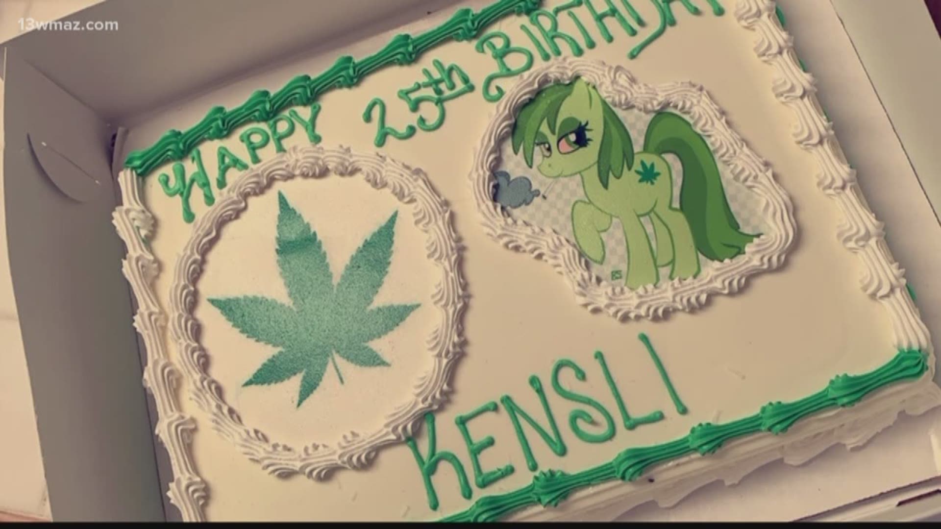 A miscommunication resulted in an unusual birthday cake for a Milledgeville woman. Kensli Davis is a huge fan of Disney's animated movie, "Moana." When her mother ordered a cake for the celebration, they were surprised to see the cake decorated with marijuana.