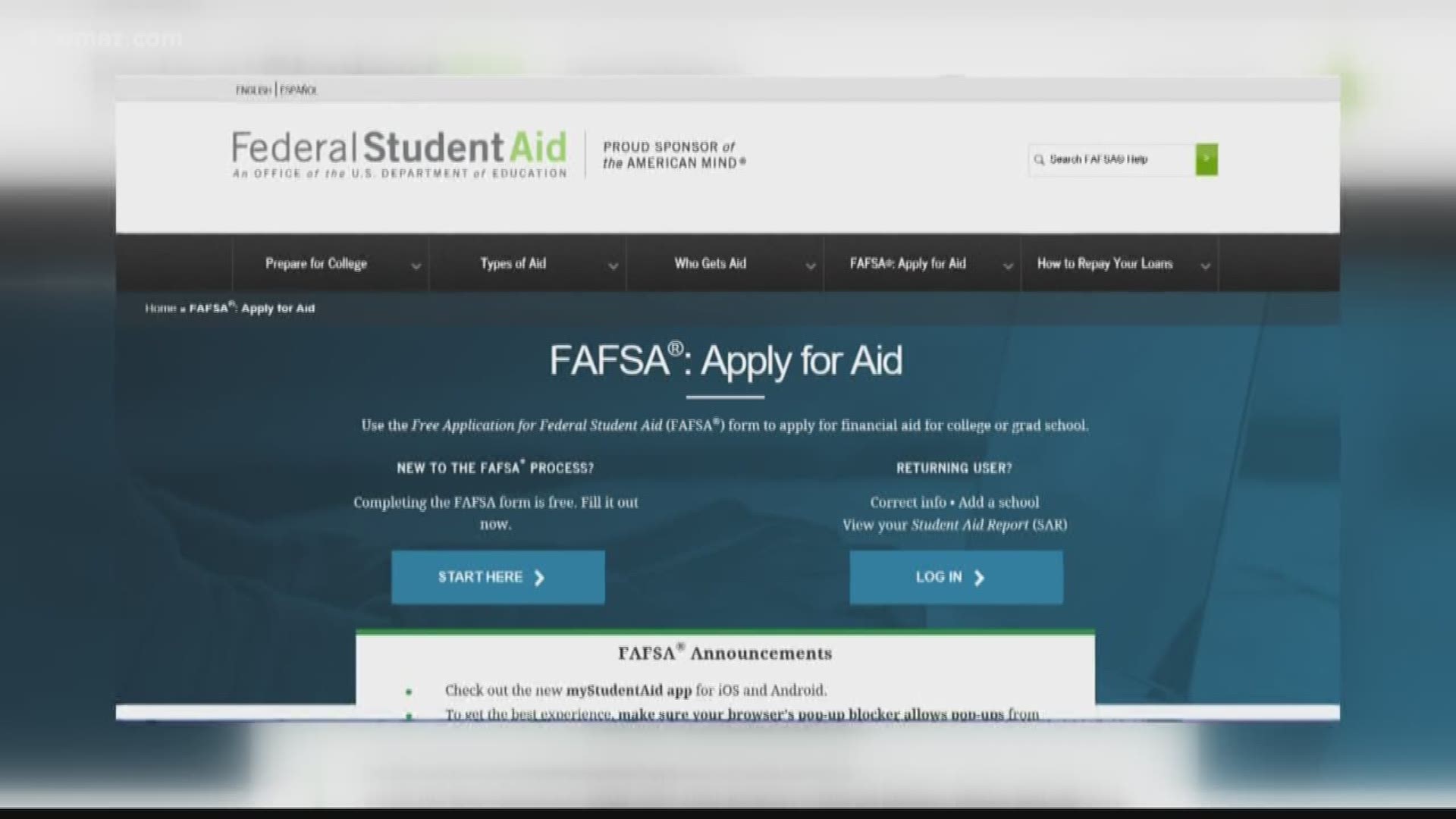 Status of federal student financial aid funds during shutdown