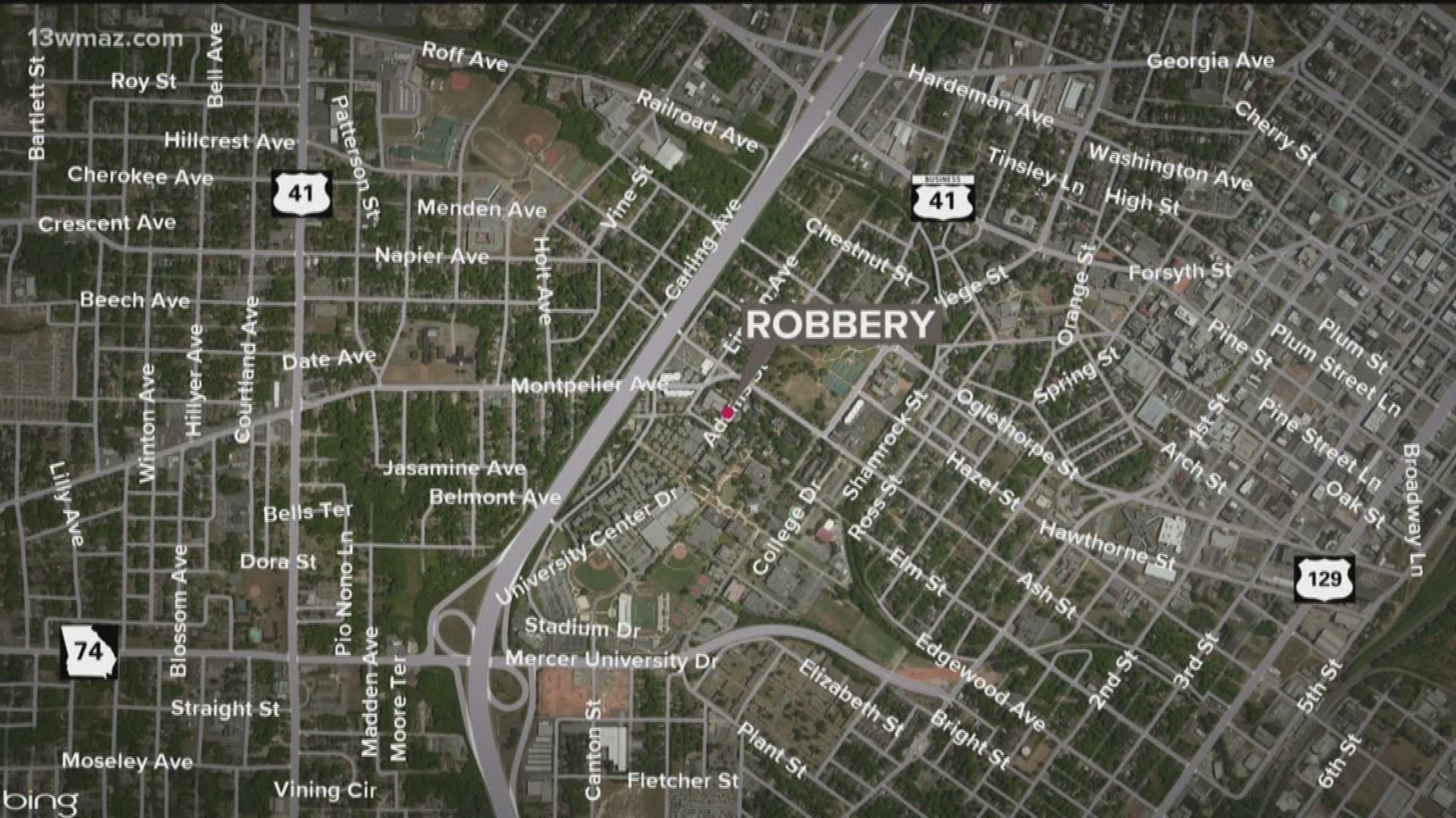 A student was robbed at knifepoint near Mercer Hall on the university's campus Friday night.