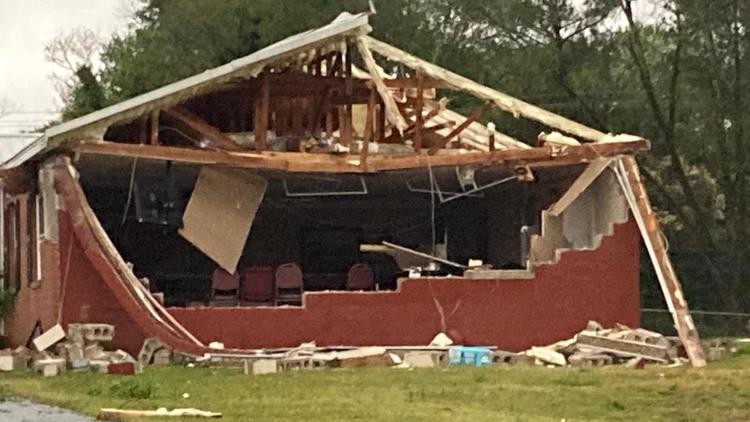 Baldwin County church heavily damaged from EF-1 tornado less than two hours before Sunday school