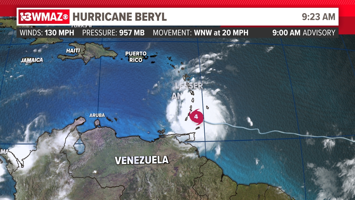 9 AM Tropics Update: Beryl has regained Category 4 status | 13wmaz.com