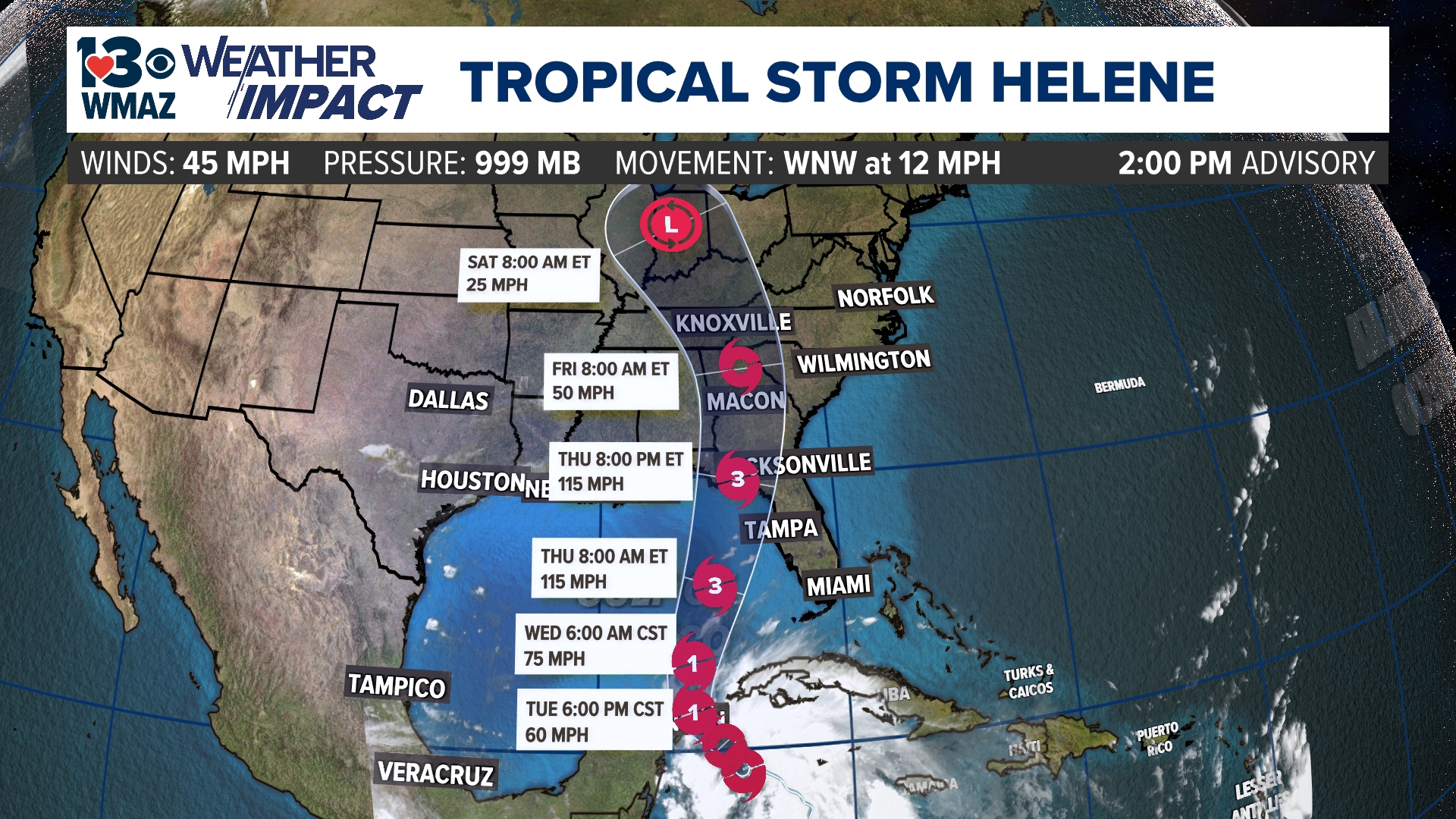 Tropical Storm Helene is expected to continue intensifying in the coming days, reaching major hurricane status by Thursday.