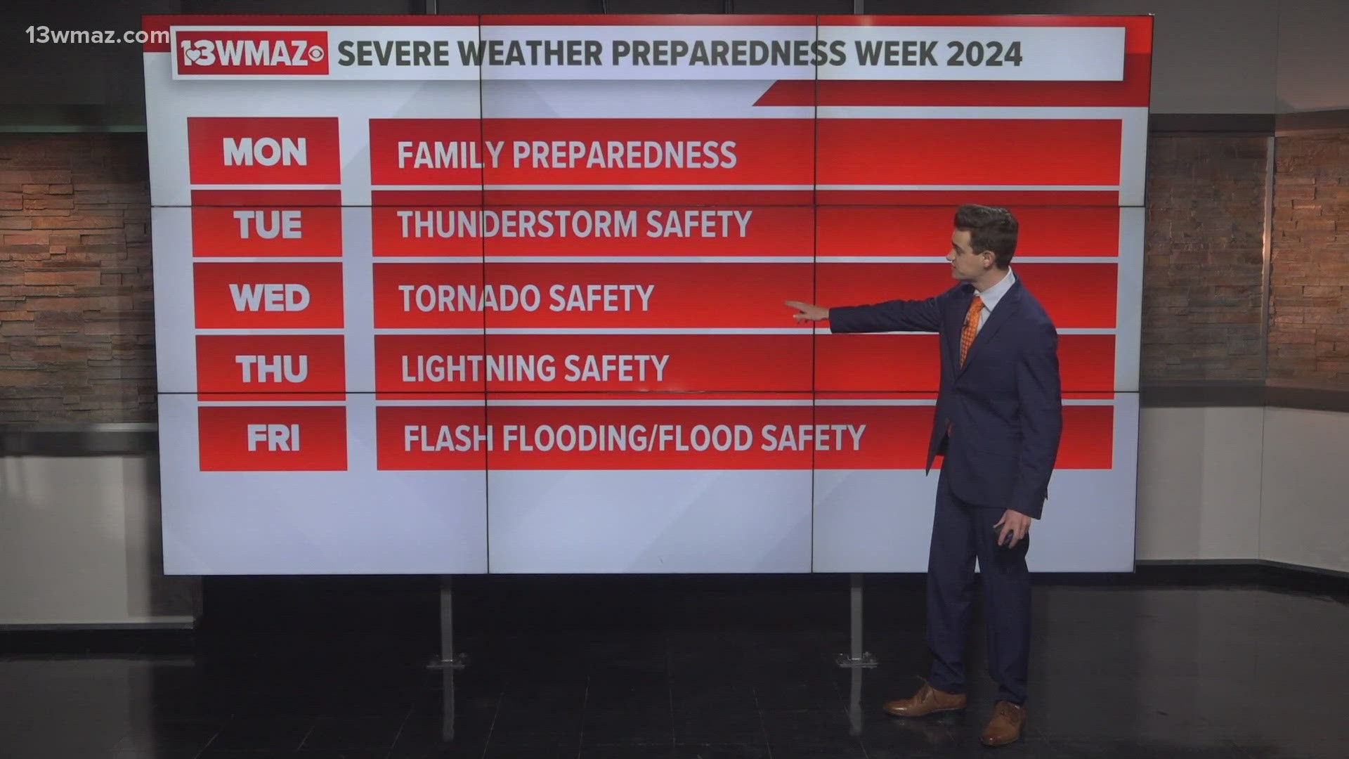 Highlighting the topics covered by the National Weather Service for each day of Severe Weather Preparedness Week