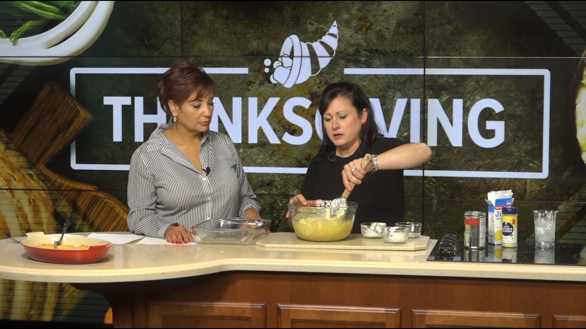 Author and cook Suzanne Johnson whips up some cheesy corn casserole just in time to serve at Thanksgiving!