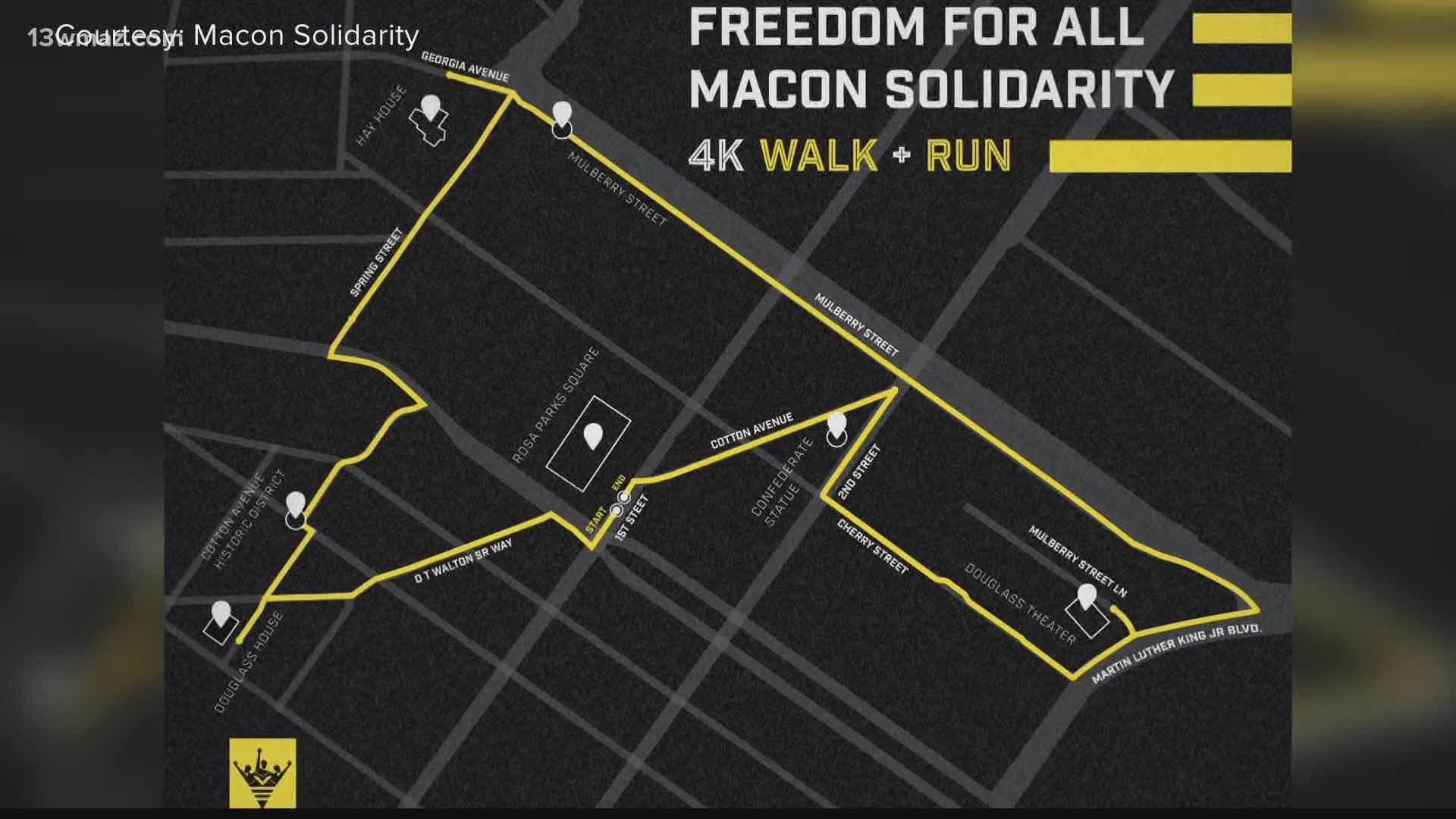 The Freedom for All 4K will take participants through some of Macon's racial history, starting and ending at Rosa Parks Square.