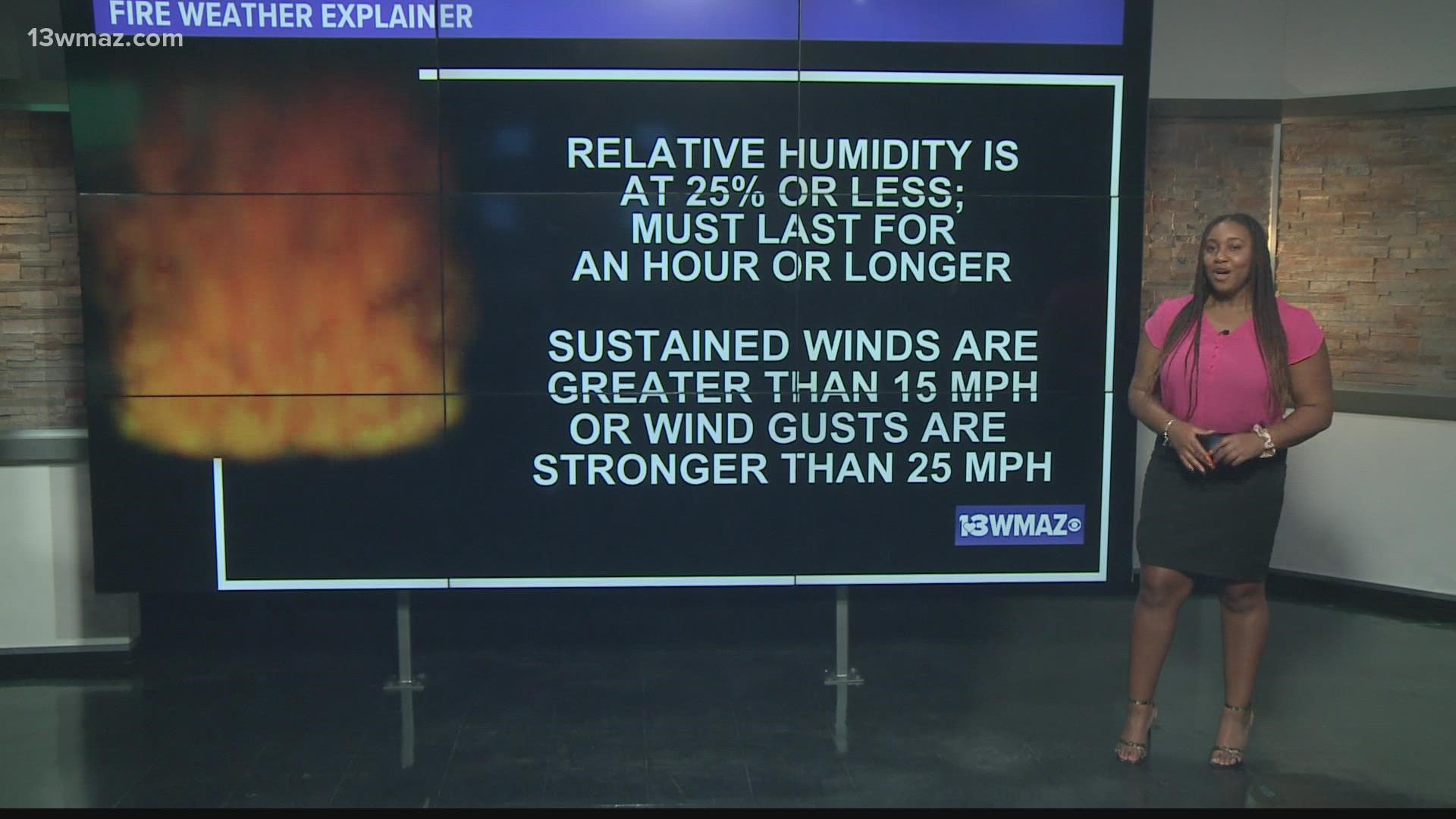 Meteorologist Taylor Stephenson explains what criteria needs to be met for fire weather conditions in Central Georgia.
