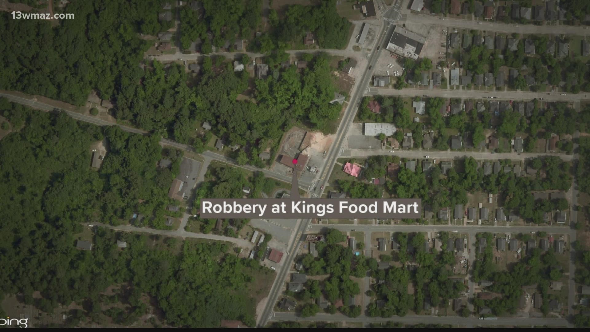 An armed robbery happened Saturday night at the Kings Food Mart located at 2765 Houston Avenue.