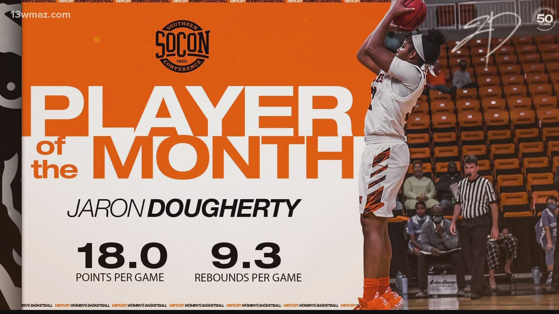 Mercer junior Jaron Dougherty was named the Southern Conference Women's Basketball Player of the Month for December.