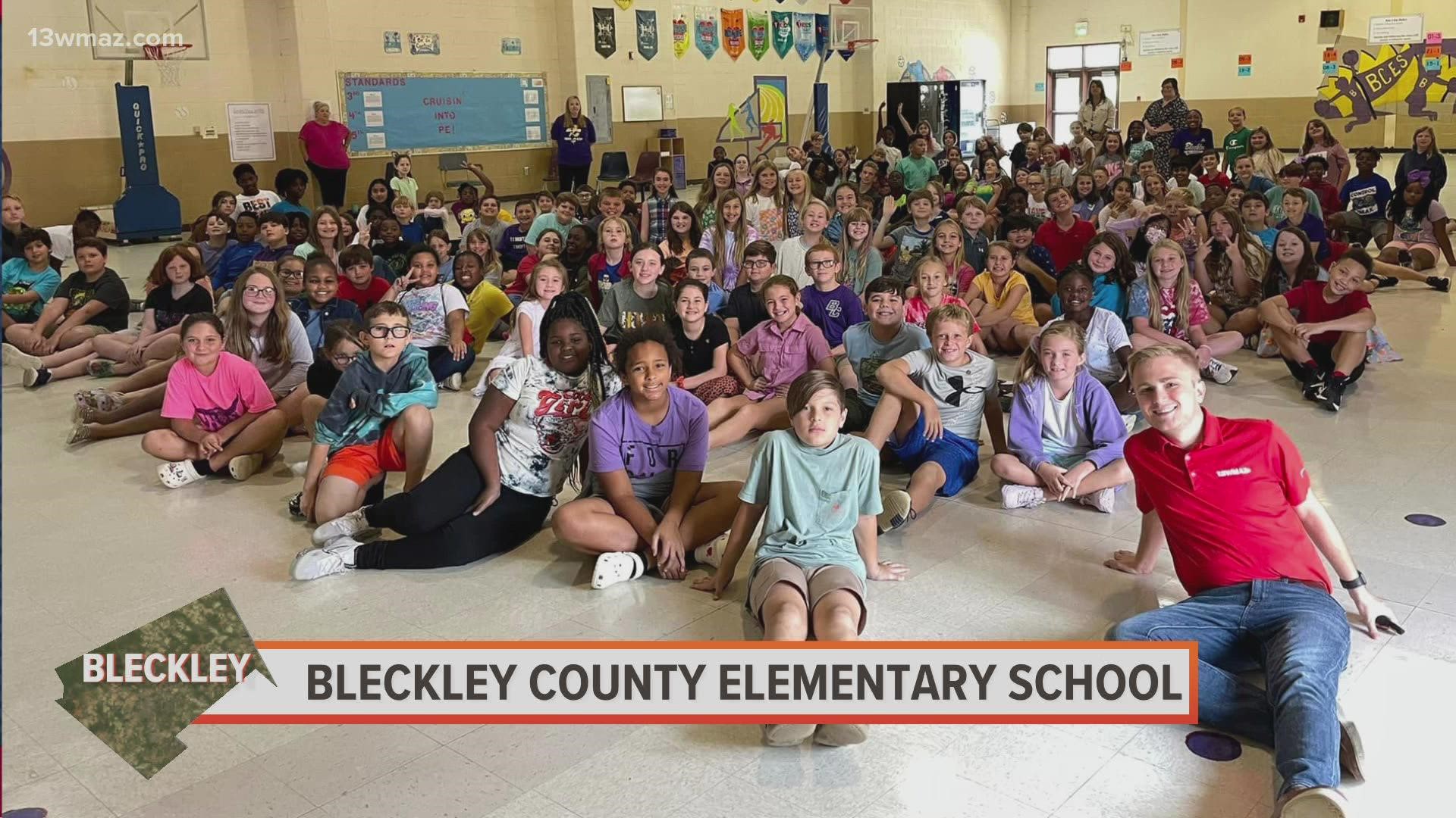 Meteorologist Alex Forbes spoke to the 5th graders about the weather's role in destructive processes.