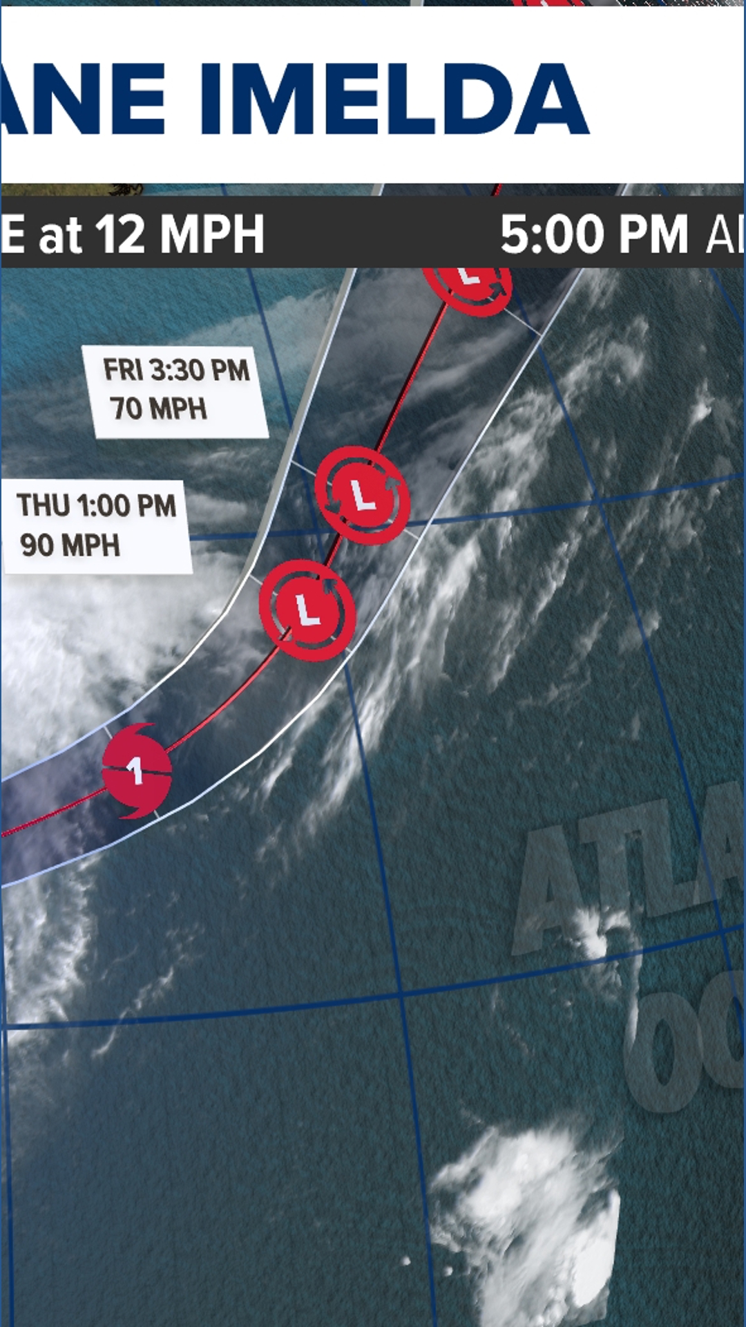 Hurricane Imelda continues on its track away from the United States ...