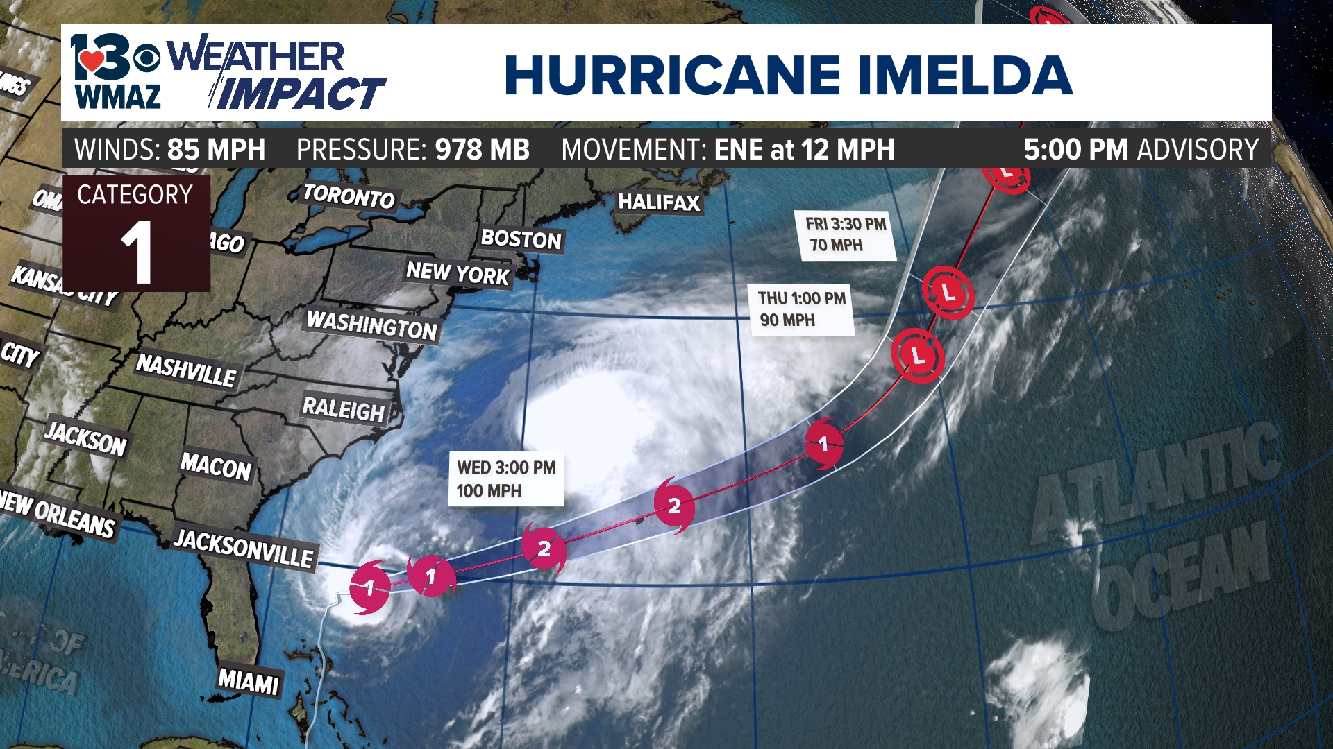 Hurricane Imelda continues on its track away from the United States ...