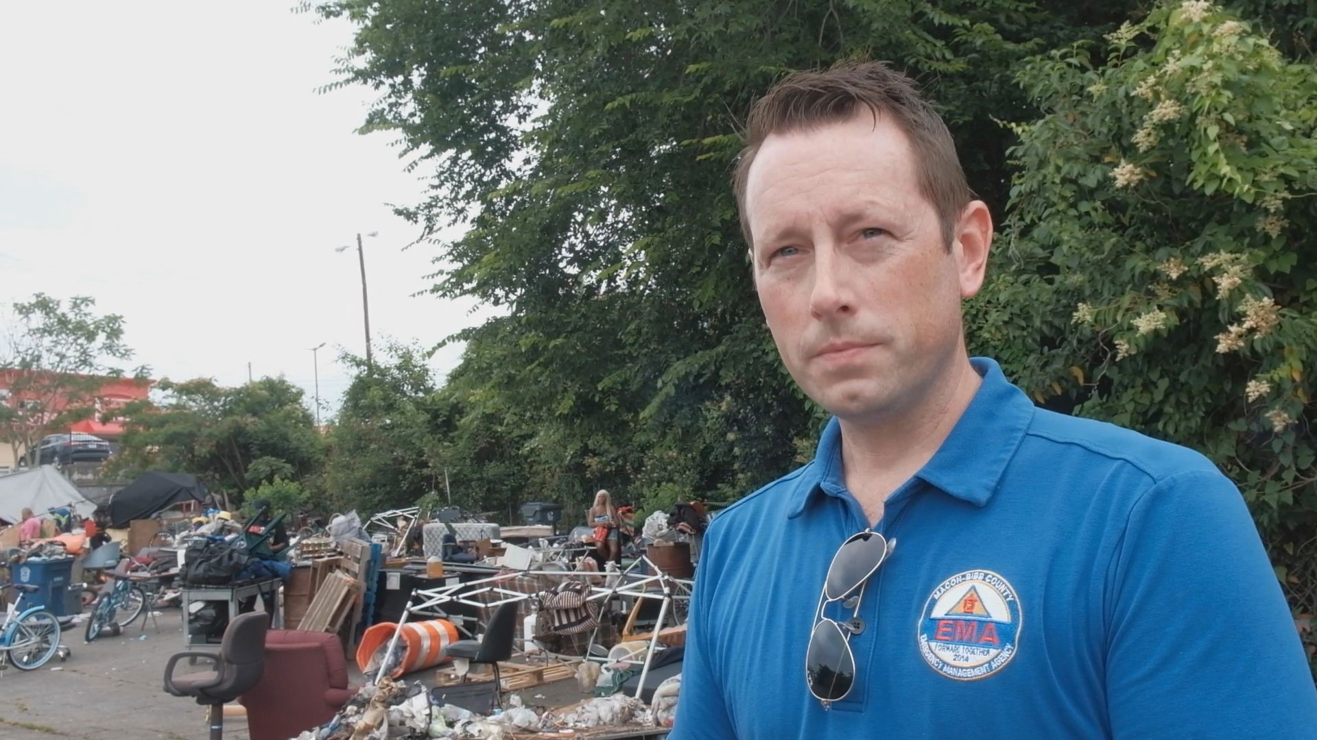 Macon-Bibb spokesman Chris Floore says county social services visited the camp two weeks ago and called it a health hazard. (courtesy: Grant Blankenship / GPB News)