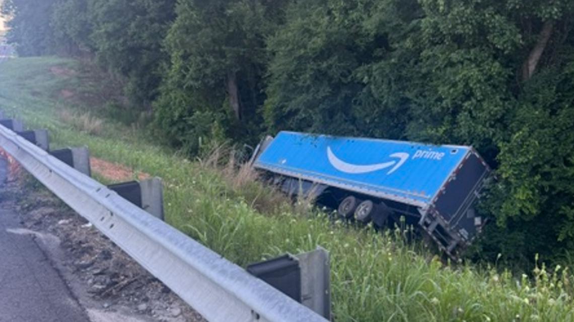 Amazon semi-truck driver falls asleep, runs off the roadway in Monroe County, sheriff's office says