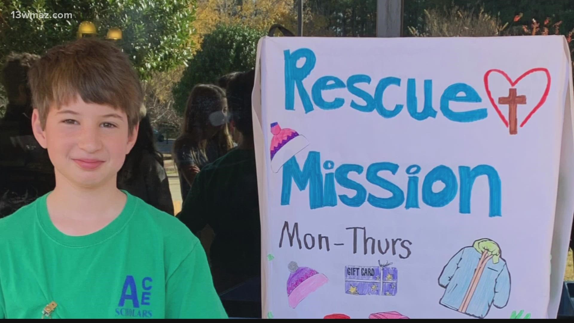 Caleb Goss and his classmates collected hundreds of items to donate to the Middle Georgia Rescue Mission.
