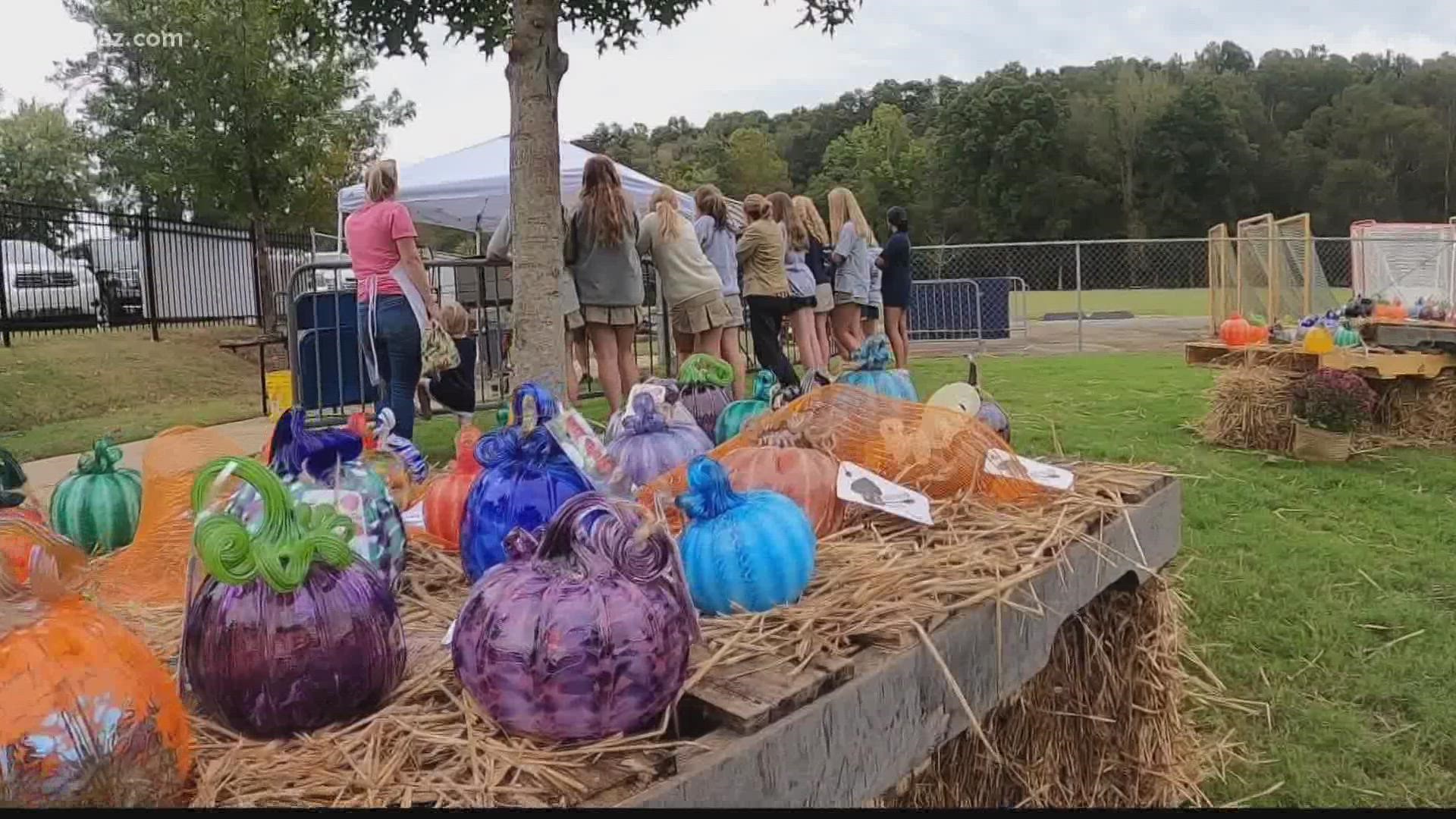 Organizer Kathleen Medlin says there are over a thousand handblown glass pumpkins made by artists across the southeast.