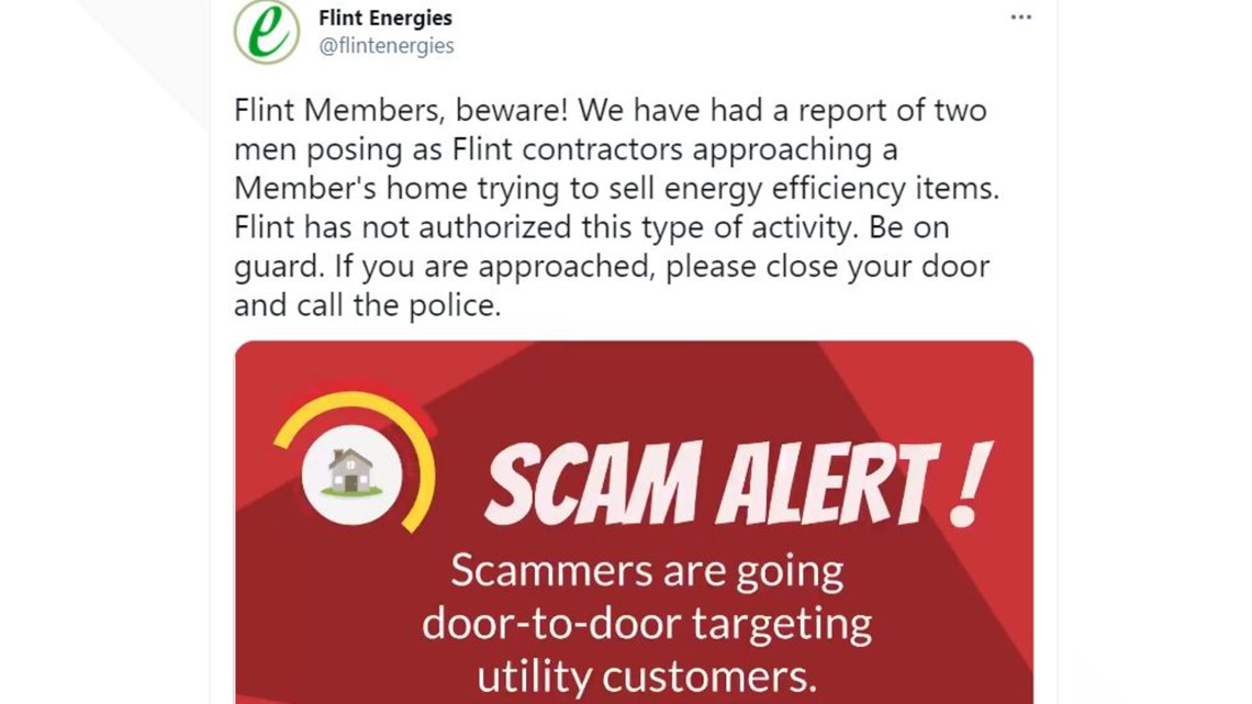Flint Energies warns customers about doortodoor scam