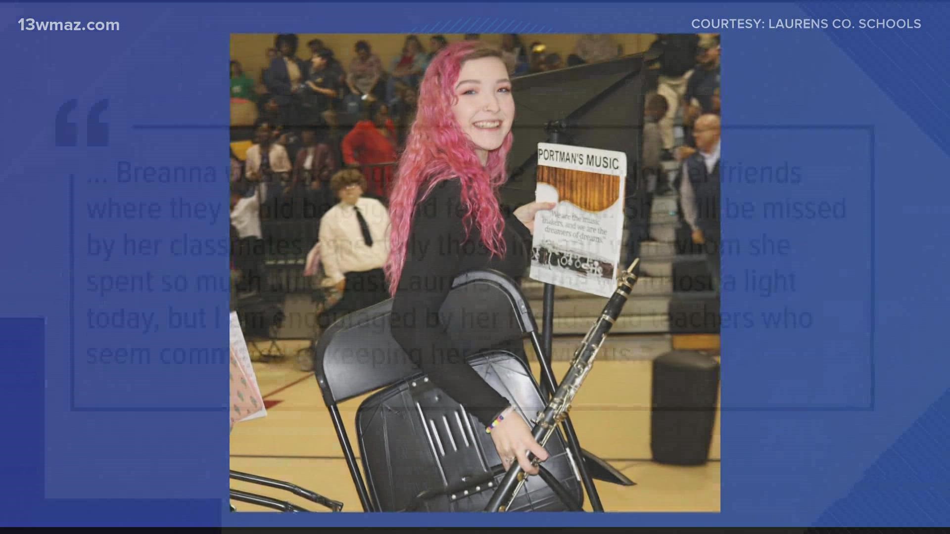 According to a Facebook post from the Laurens County School District, East Laurens High School senior Breanna Dice was on her way to school when the crash happened.