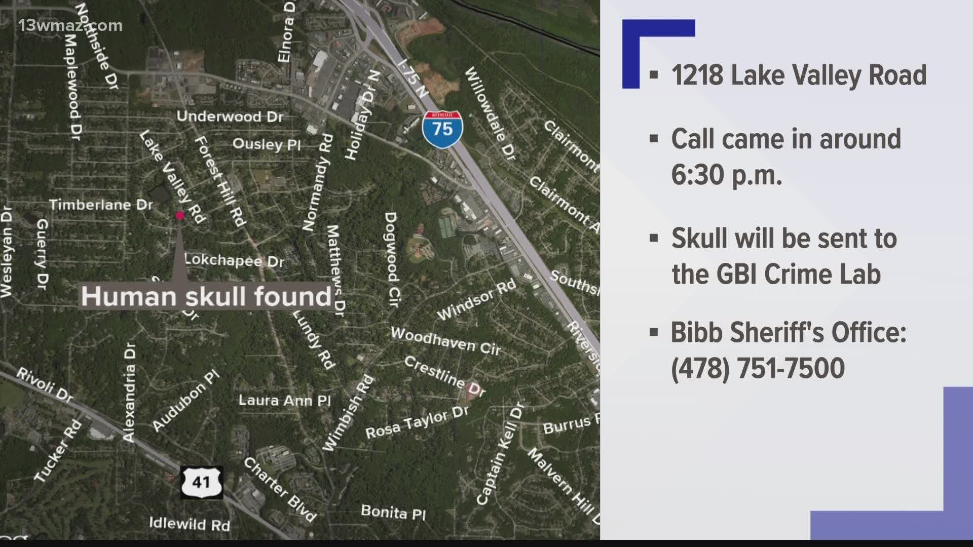 Bibb deputies are investigating after a human skull was found at 1218 Lake Valley Road