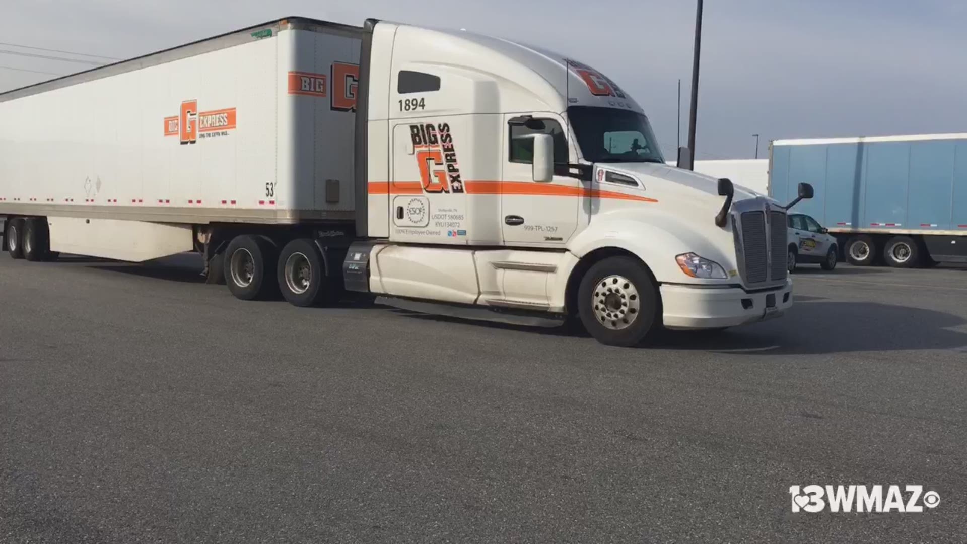 Truckers protested in Macon Monday morning.