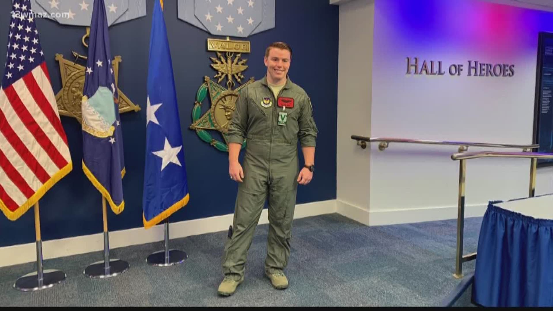 Captain Tyler Heck was presented the 'Wingman of the Year' award for the U.S. Air Force Thursday at the Pentagon.