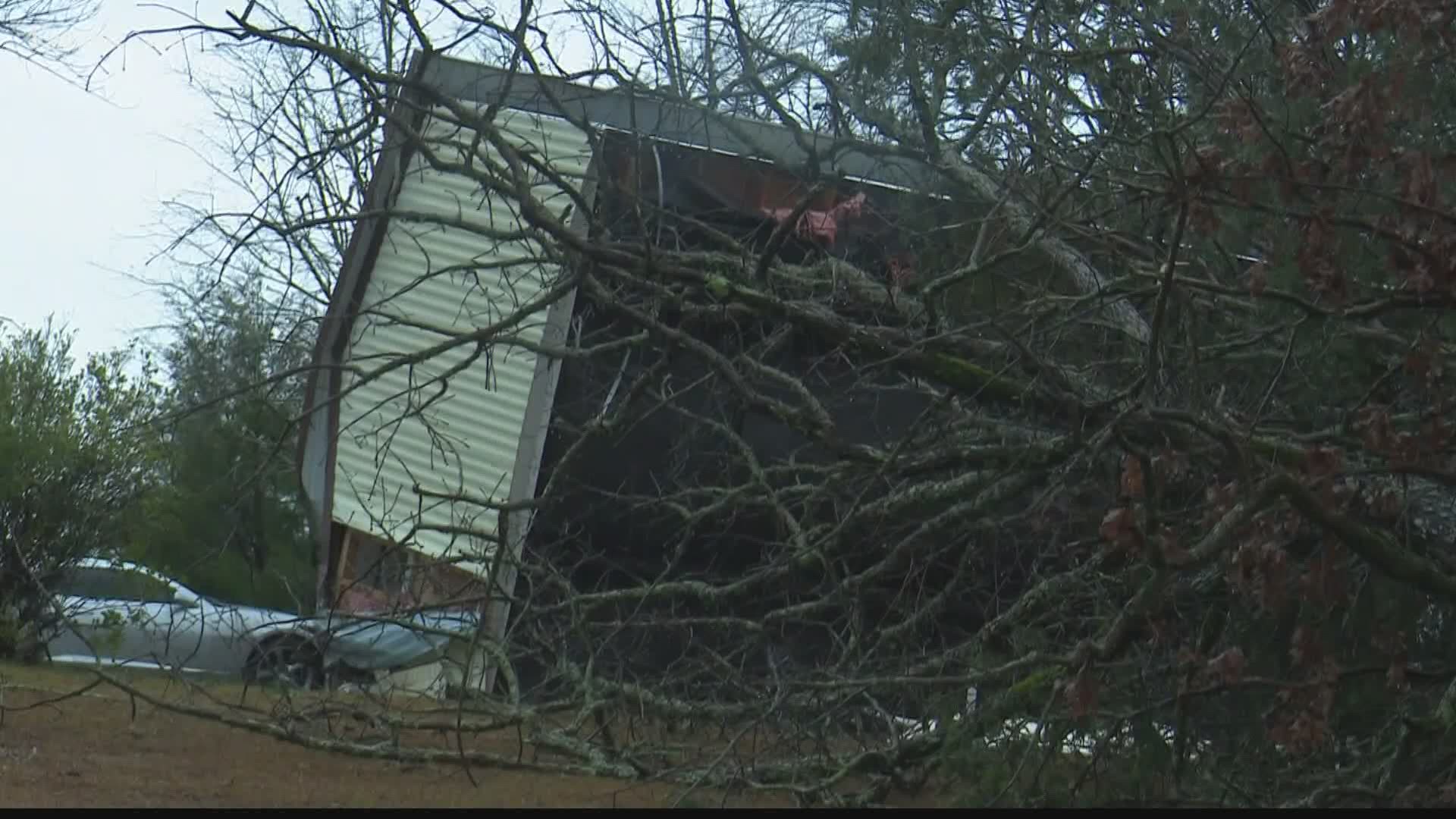 The National Weather Service announced three tornadoes touched down, two in Monroe County and one in Crawford County.