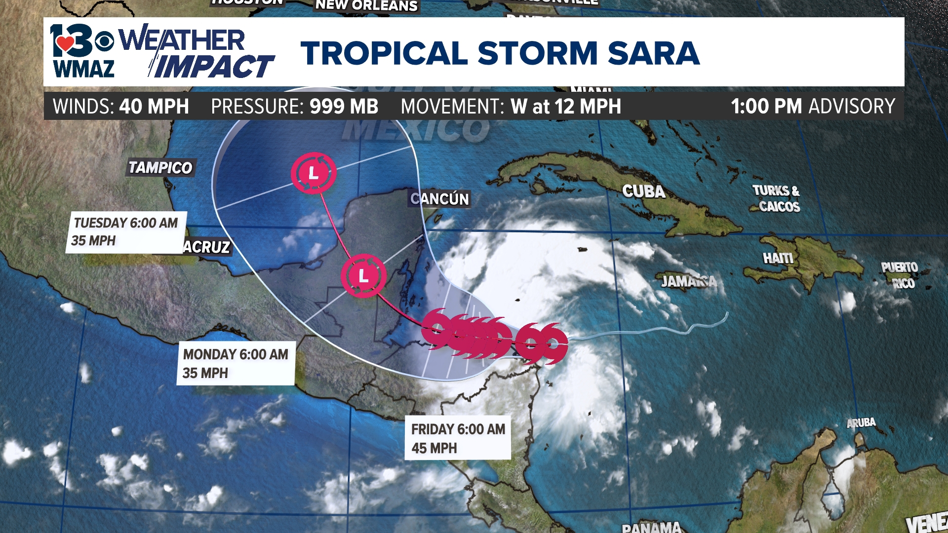 Will move over Central America before entering the Gulf of Mexico early next week.