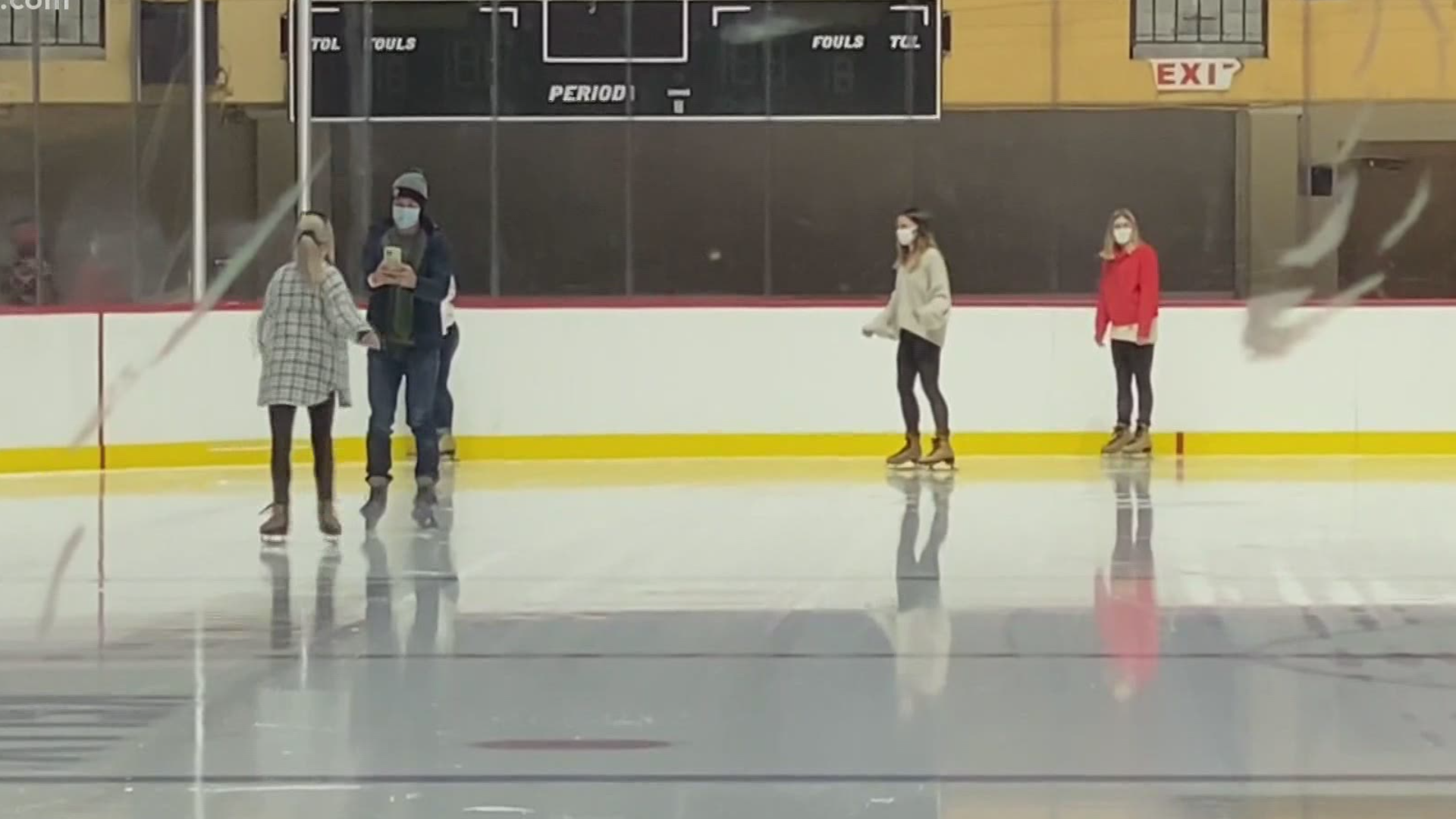 Only 150 people are allowed on the ice every hour, and they must all wear masks.