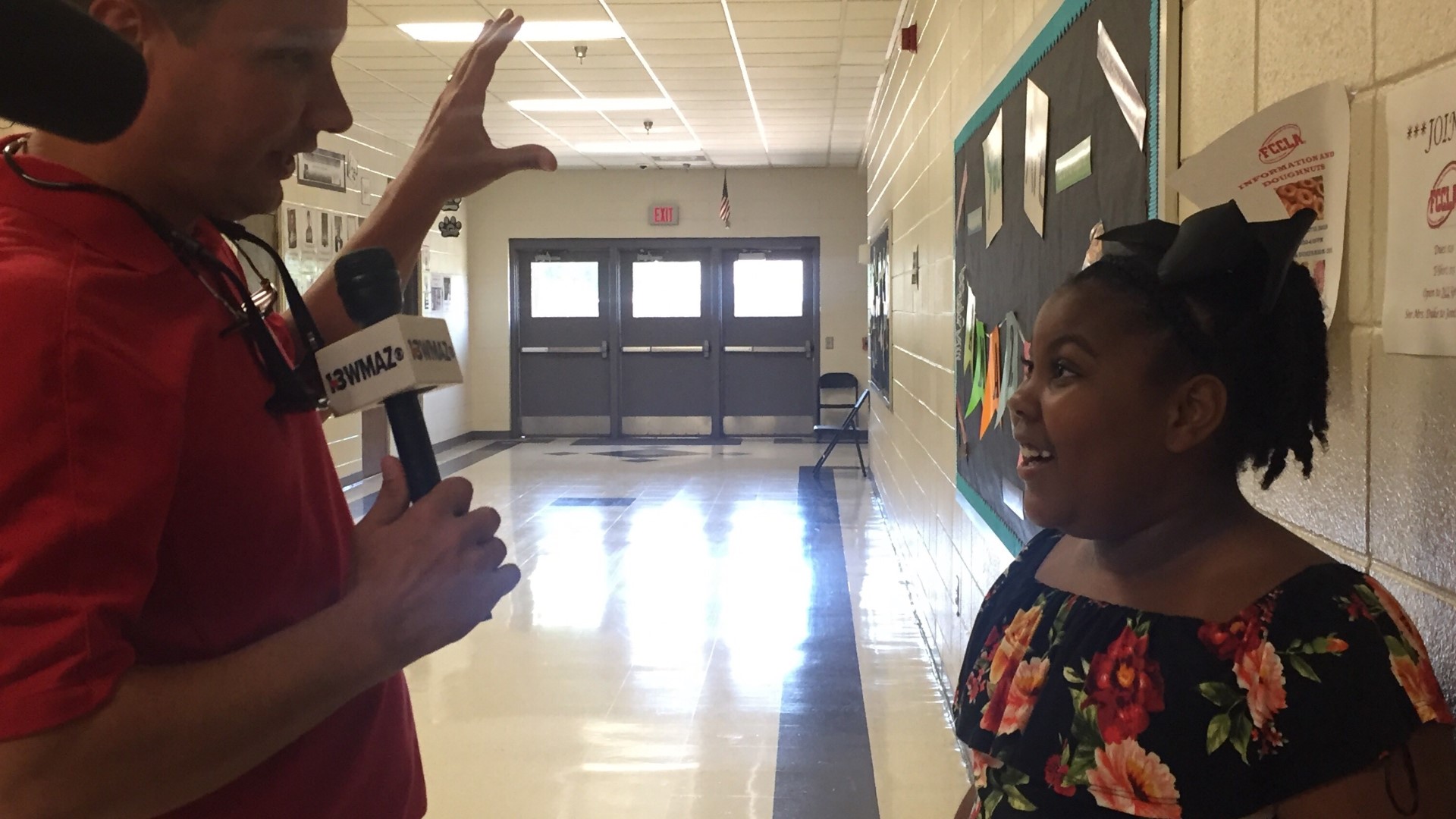 Students at Feagin Mill Middle FREAKED out when Ben Jones showed up to surprise our new Junior Journalist Jada Watts