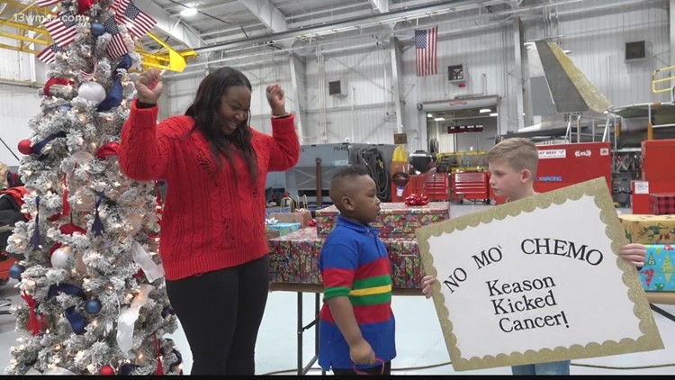 Warner Robins 5-year-old celebrates Christmas and beating cancer at Robins Air Force Base