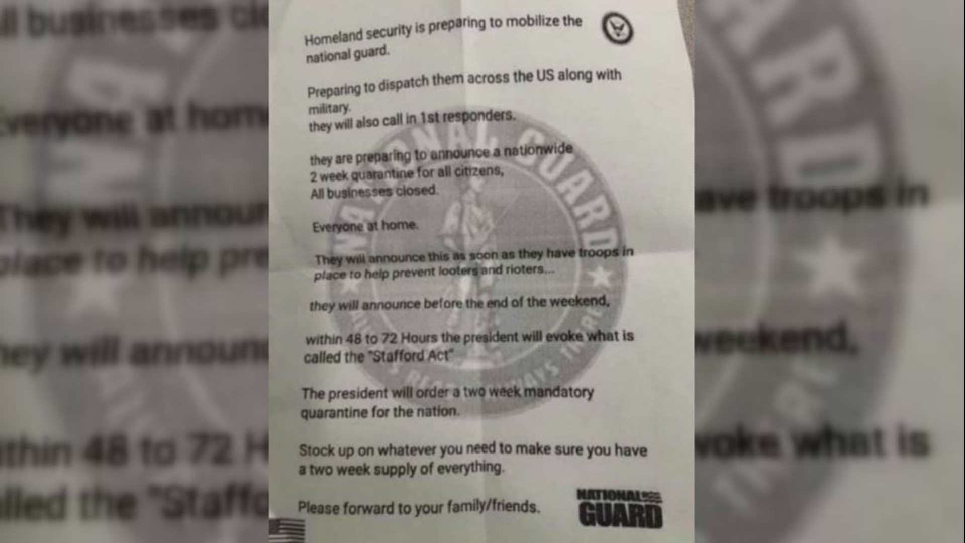 Georgia National Guard tweeted that it was not true back in April, and it's still not true now