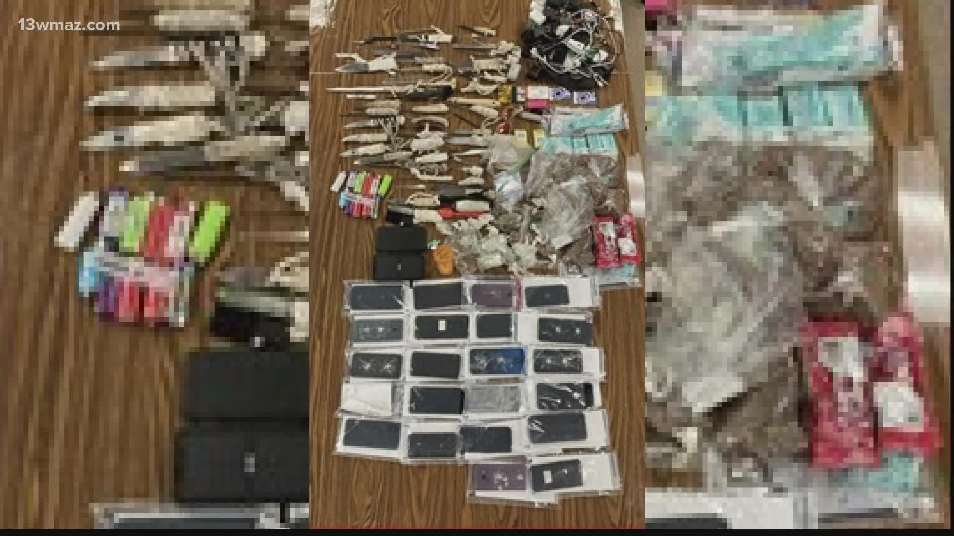 Two Central Georgia prisons were a part of a series of contraband sweeps.